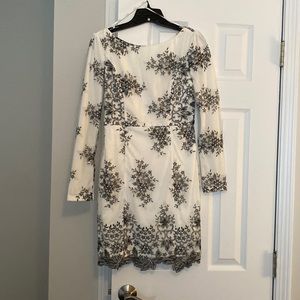 NWOT Holiday Dress White with Black Knee Length Size Small